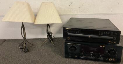 Marantz AV Surround Receiver And DVD Changer (Works), And (2) Matching Lamps (Works)