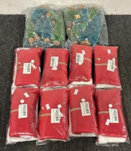 (2) 20pc Mini Christmas Tree Sets & (8) Personalized Christmas Stockings