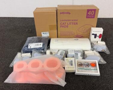 BRAND NEW PRODUCTS!! Including (1) PetFamily Lavender Scent Cat Litter Pads, (1) Box Of Back Drink Holders, (2) AirTag Bike Mount, And So Much More!