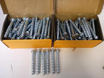 (2)Boxes DeWalt Screw Bolts 1/2"x4" Carbon Steel, 50 Bolts Per Box = 100 Total (New In Box)