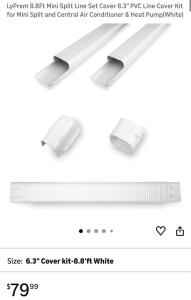 BRAND NEW PRODUCTS!! LyPrem 8.8Ft Mini Split Line Set Cover 6.3" PVC Line Cover Kit for Mini Split And Central Air Conditioner & Heat Pump(White)