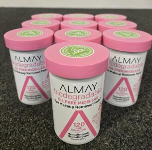 (10) Almay Eye Makeup Remover Pads with Aloe, Oil Free, Hypoallergenic, Fragrance Free, Dermatologist & Ophthalmologist Tested, 8.8 oz, 120 Pads