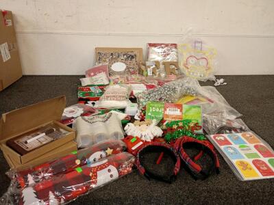 Christmas Gift Collection (1) Large Santa Dog Sweater (2) Wooden Piggy Bank Coin Banks (2) 3 Piece Gold Ribbon Sets (3) Fuzzy Cow Socks (1) Pack Doll Clothes (1) Anime Neon Light And More SEE PICTURES
