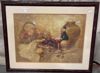 Albena Hristova Wine And Fruit Basket Mural L 2&rsquo; 11&rdquo; W 3&rsquo; 7.5&rdquo;, And Beautiful Framed Painting L 2&rsquo; 5&rdquo; W 2&rsquo; 8.5&rdquo;