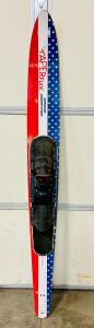 Taperflex Concave Competition Water Ski, Adjustable Bindings, Red/White/Blue