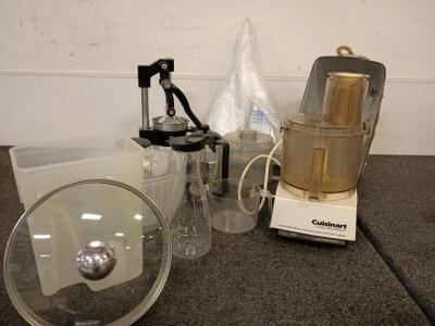 (1) Slip Ring Anchor Kitchen Ware (1) Cuisinart Food Processor (1) Manual Juicer Salad Spinner and More SEE PICTURES
