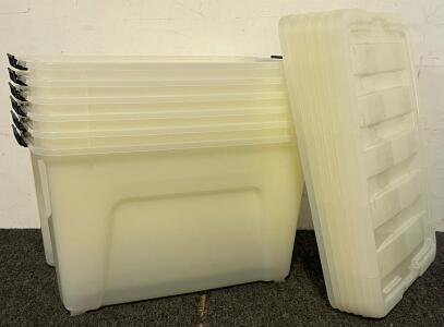 (6) Pack Plastic Tote Storage Bins