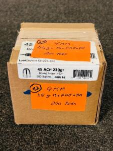 (200) Rnds. of 9mm 115 Gr. Mixed FMJ+RN