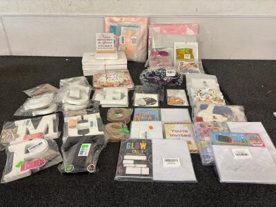 Party and Gift Lot Assorted Invitations Winnie The Pooh CupCake Toopers (7) Motovational Desk Plaques Assorted Letter Wooden Decor And More
