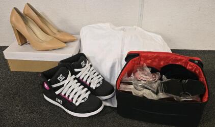 Black/Pink DC Girls Shoes Size 7.5, Jessica Simpson Heels Size 10M, New White Fruit Of The Lopps T-Shirts Large, Jewelery Sellers Kit