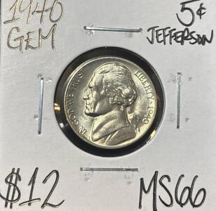 1940 MS66 GEM MINT STATE JEFFERSON NICKEL