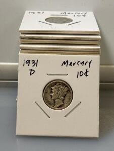 (20) Mercury Dimes
