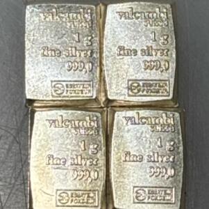 (4) Valcambi Suisse 1G 999.0 Fine Silver Bars