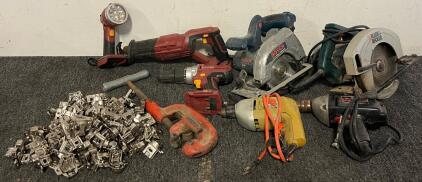 Tools & Parts Including Saws, Drills, Pipe Cutter, Cabinet Hinges & More