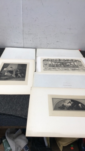 (3) Antique Engravings (1) “Mis Stiches” By Arthur Von Ramburg (1) Prometheus By Fredrick Preller (1) “Goethes Fifth Roman Elegy” By fjh Drake