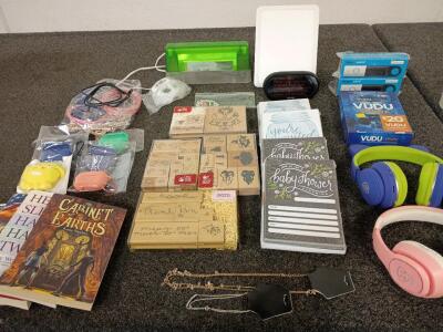 Home and Office Lot (2) Amazon Wands (1) Vudu Spark ( 4) Packs of Stampin Up Stamps (4) Packs Invitations (1) Bag Assorted Chargers and More
