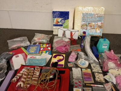 Arts and Craft Lot Cards Stickers Balloons (1)Balloon Inflator (1) Craft Bag with Straps And More