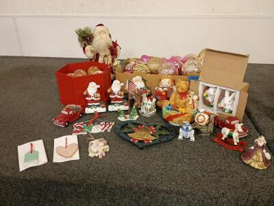 Christmas Decor pink and Gold Ornaments (2) Starbucks ornaments Santa Decor (1) Set of Antique Teddy Bear Ornaments