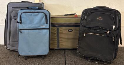 (4) Fabric Suitcases (26.5x17) (24x17) (19x13) (15x20)