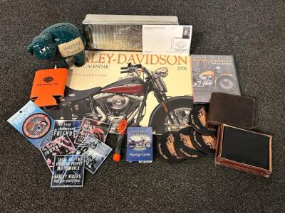 Harley-Davidson Memorabilia Collection: 2006 Calendar, 1936 Knucklehead DVD, 1995 Coasters