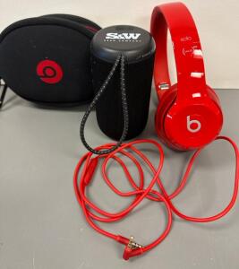 Red Beats Wire Headphones W/ S&W Speaker