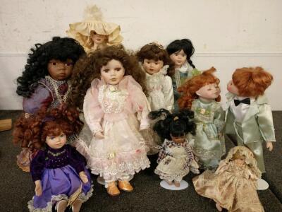 10 Assorted Porcelain Dolls