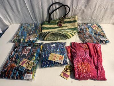Full Circle Exchange Dresses & Handbag Set - Surplice, Brushstroke Print, Multi-color