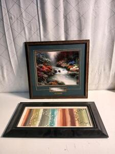 (1) "Besides Still Waters" By Thomas Kinkade Framed Print & (1) Colorful Wall Decor