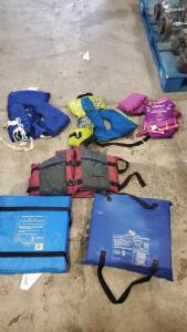 (3) Kids Life Jackets (1) Adult Life Jacket and (2) Throwable Devices
