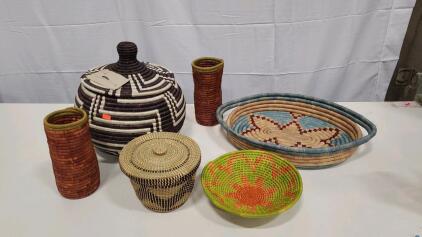 Assorted Hand Woven Baskets From Haiti