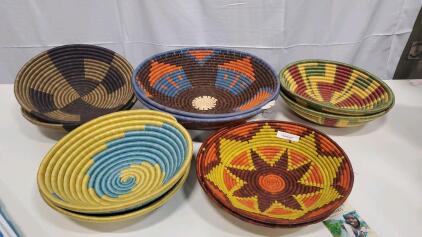 (10) Assorted Woven Baskets 12" and 16" Wall Decor