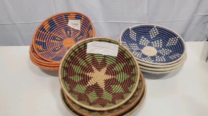 (12) Assorted Woven Wall Hanging Baskets