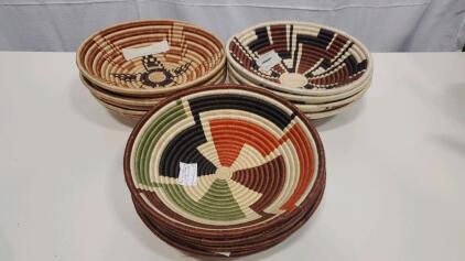 (12) Assorted Woven Wall Hanging Baskets