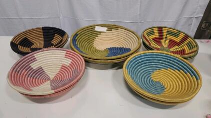 (10) Assorted Woven Baskets 12" and 16" Wall Decor