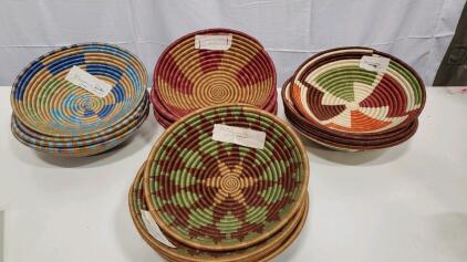 (16) Assorted Woven Wall Hanging Baskets