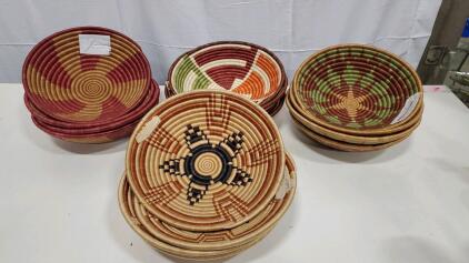 (16) Assorted Woven Wall Hanging Baskets
