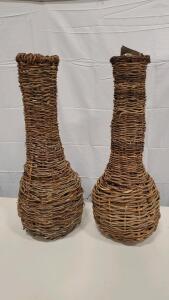 (2) Wicker Baskets Vases 20" Tall