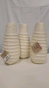 (3) Hand Made White Vase Made In Haiti