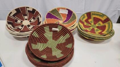 (16) Assorted Woven Wall Hanging Baskets