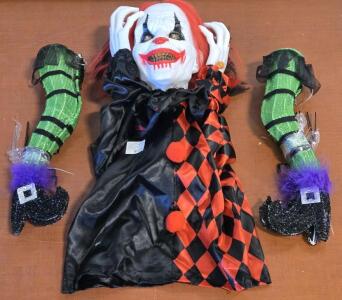 Halloween Decor: (1) Clown w/ Light Eyes & (2) Pairs of Lighted Witch Legs Stake -18"H