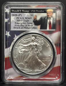 2020 Silver Eagle Coin, MS69, Philadelphia Mint, PCGS, Emergency Issue