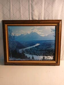 "The Tetons And The Snake River" By Ansel Adams Framed Color Print -35"x28"