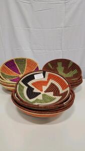 (12) Assorted Woven Wall Hanging Baskets