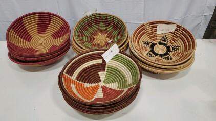 (16) Assorted Woven Wall Hanging Baskets