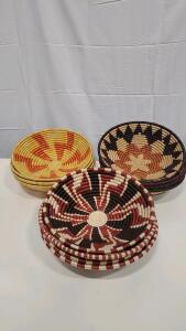 (12) Assorted Woven Wall Hanging Baskets
