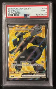 Pok&eacute;mon Zekrom ex Ultra Rare Card, PSA 9 Mint, 2025, #158/086