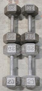 (4) 20LB Iron Dumbbell Weights