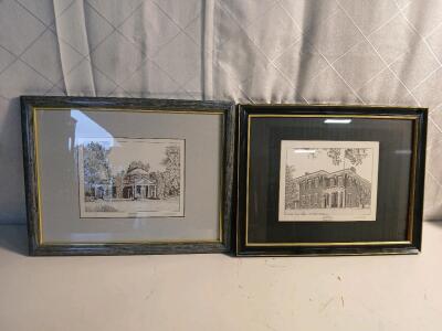 Scott Kiefer Print Of Monticello & Scott Kiefer Print Of Ulysses S. Grant Home -18"x14"