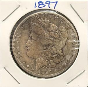 1897 Morgan Silver Dollar, San Francisco Mint, Liberty Head, Eagle Design