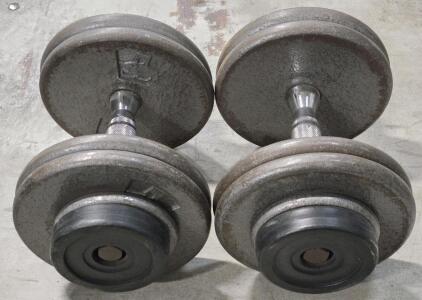 (2) Hampton 45LB Iron Dumbbell Weights